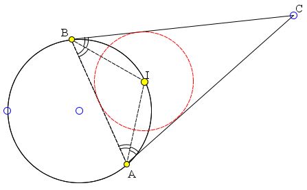 Sangaku with Angle between a Tangent and a Chord, Solution