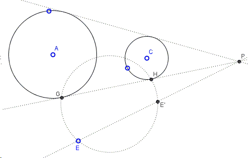Find a circle tangent to two given circles and passing through a given point - problem