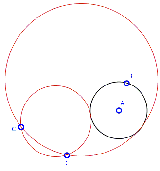 Construct a circle through two points and tangent to a given circle
