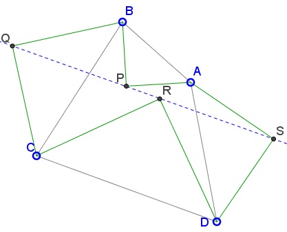 right isosceles triangles on sides of a quadrlateral, case 4