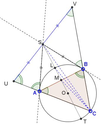 symmedian passes through the intersection of two tangents - solution