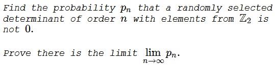 Determinants in $\mathbb{Z}_2$, problem