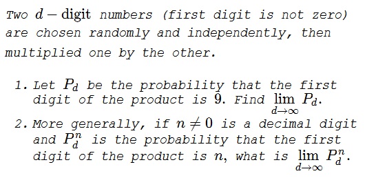 Probability of First Digit in Product
