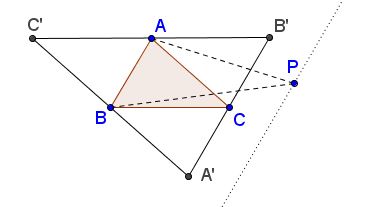 anticomplementary triangle - solution to a problem