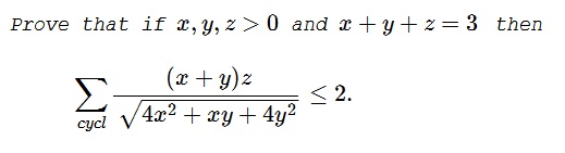 Dan  Sitaru's Cyclic  Inequality in Three Variables IV