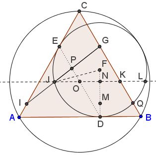 golden ratio in one mixtilinear circle of an equilateral triangle, proof of just one ratio