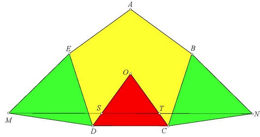 Golden Ratio in Pentagon And Three Triangles