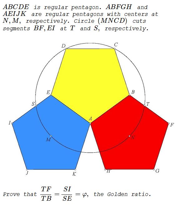 Golden   Ratio in Three Regular Pentagons II, problem