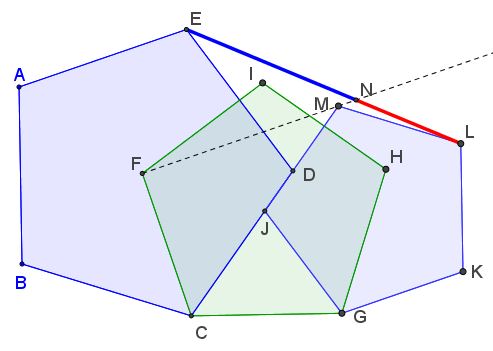 Golden Ratio in Three Regular Pentagons, illustration
