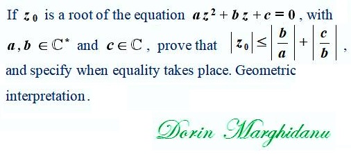 An Estimate for the Roots of Quadratic Equation, problem