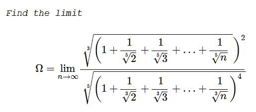A Limit with Fractions, Roots, Powers and Series