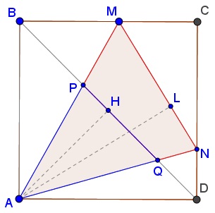A Triangle With a 45 Degrees Angle in Square, proof