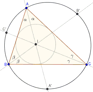 Angle bisectors cross circumcircle