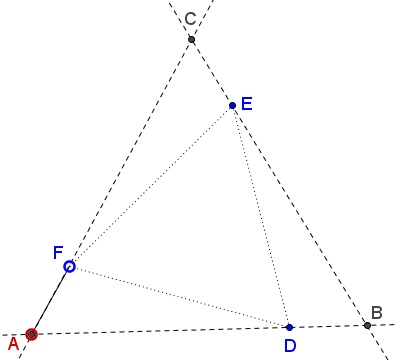 equilateral triangle inscribed in a triangle - problem