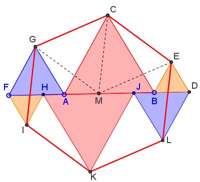 regular hexagon on a straight line, solution