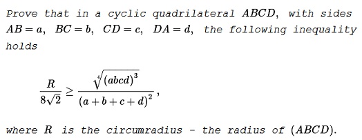 An Inequality in Cyclic Quadrilateral