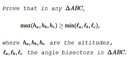 An Inequality with Altitudes and Angle Bisectors
