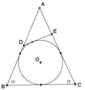 tangent to incircle in isosceles triangle - problem