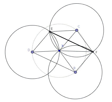 four congruent concurrent circles - solution