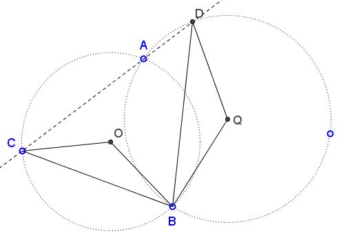 Similar triangles in crossing circles - problem