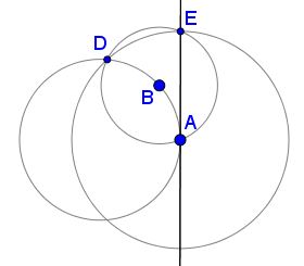 Tangent to Circle in Three Steps, construction