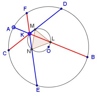 Three Concurrent Chords at 60 Degrees Angles, solution