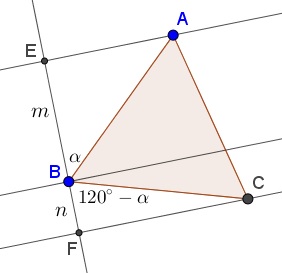 Parallels through the Vertices of Equilateral Triangle, solution