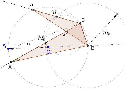 Construct Triangle by median, circumradius and angle - solution