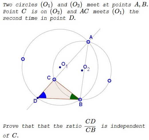 Two Circles, Two Segments - One Ratio, problem