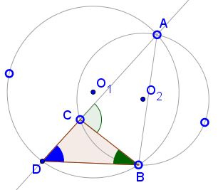 Two Circles, Two Segments - One Ratio, solution #1