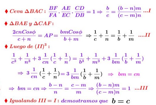 When Is Triangle Isosceles: Miguel Ochoa Sanchez's Criterion, proof 2, part 2