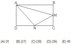 triangle cut off rectangle of area 72