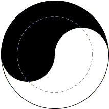 Yin and Yang: bisecting the two. Solution #3