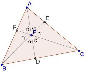concurrent cevians split a triangle into six parts, solution