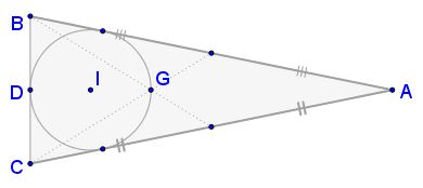 Centroid  on the Incircle in Isosceles Triangle, Illustration