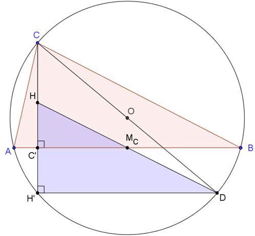 reflection of the orthocenter in a sideline of a triangle