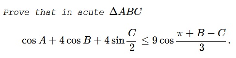 An inequality with Cosines and a Sine - problem