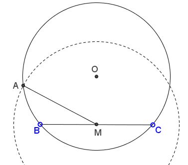 Triangle from Side, Circumradius, and Median - problem 1, construction