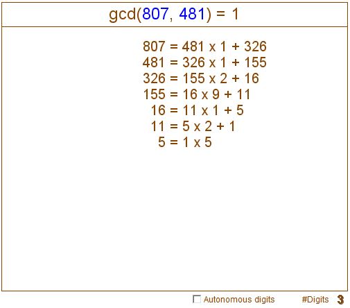 Euclid's algorithm, interactive
