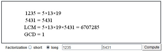 GCD and LCM by Plain Factorization