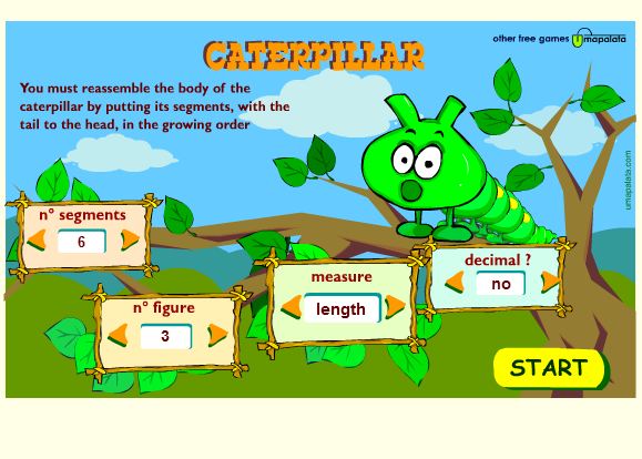 Caterpillar - an entertaining way to learn metric units for length, weight, and capacity