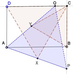 three equilateral triangles in square - particular case