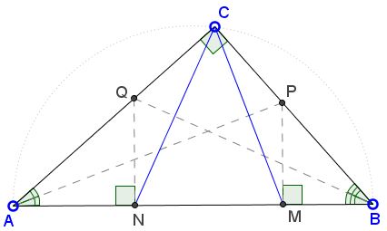 45 degrees angle in a right triangle - problem