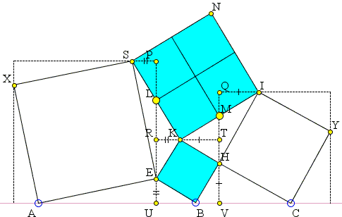 solution to four hinged squares sangaku