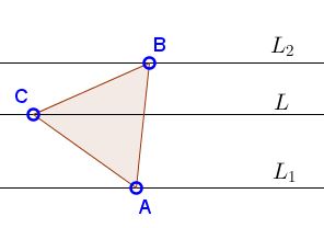 Equilateral triangle on parallel lines
