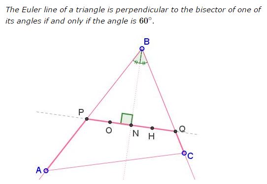 Euler Line Cuts Off Equilateral Triangle, theorem