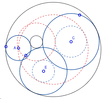 Construct a circle tangent to three given circles - solution