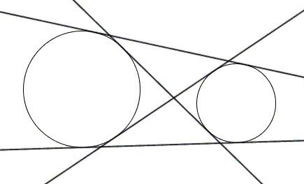 Construction of common tangents to two circles