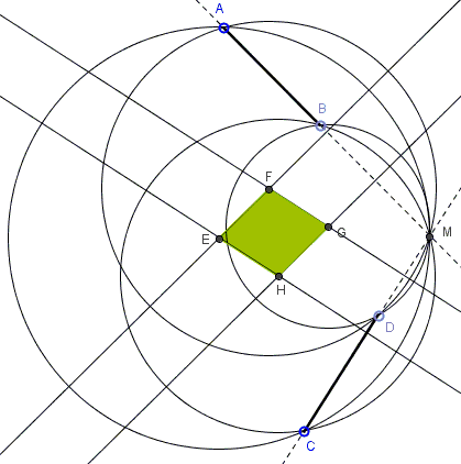 rhombus of four circle centers - solution