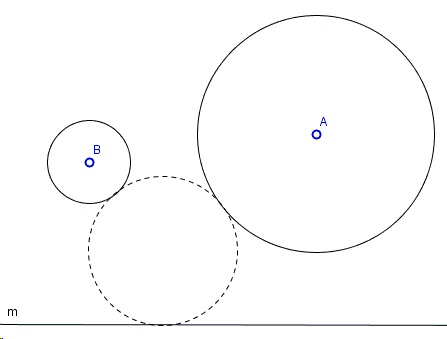 Construct a circle tangent to two given circles and a given line
